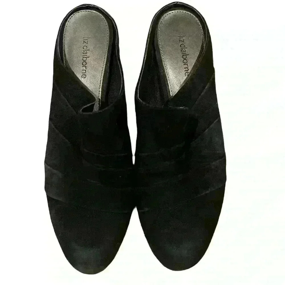 Liz Claiborne Slide On Heeled Boot Black Size 9.5 Good Condition